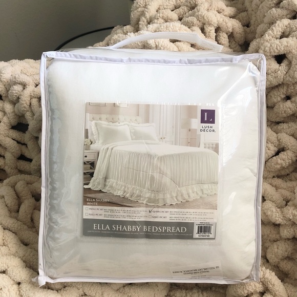 New Lush Decor Ruffle Skirt Bedspread Comforter Set - Ivory - Twin - Picture 6 of 8